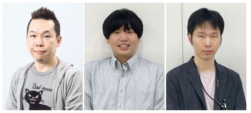 From left, the Producer Tanabe-san, Development Director Iwasaki-san and Management Director Yamamoto-san